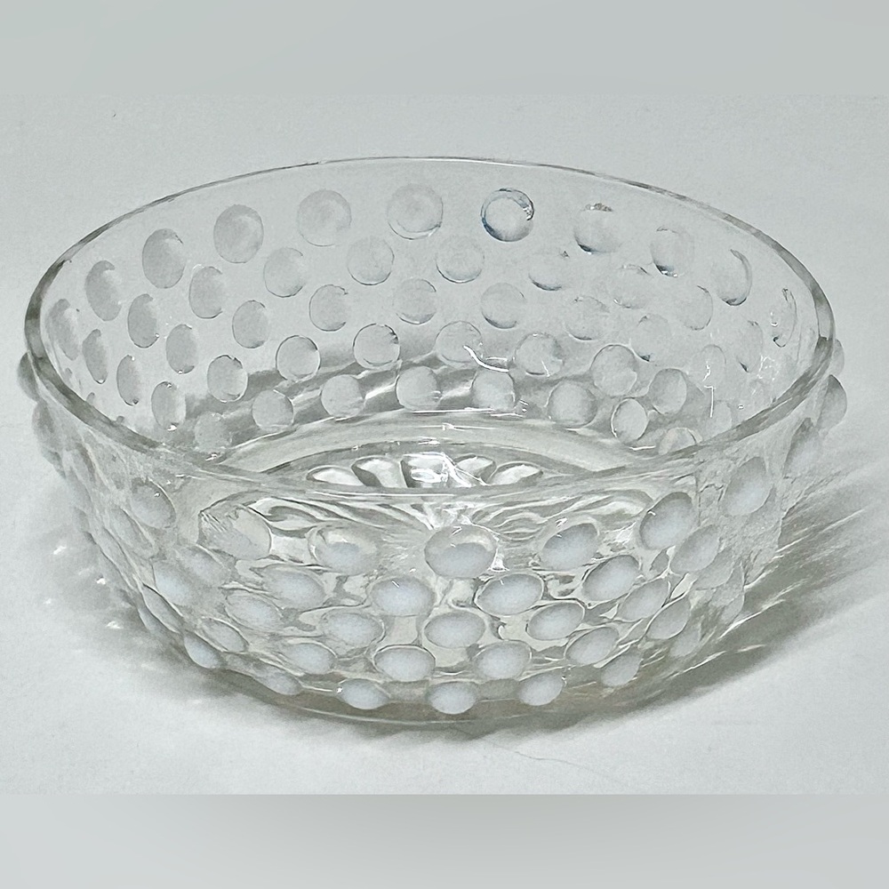 1940s Vintage Fenton Opalescent French Hobnail Gradient Milk Glass Candy Dish